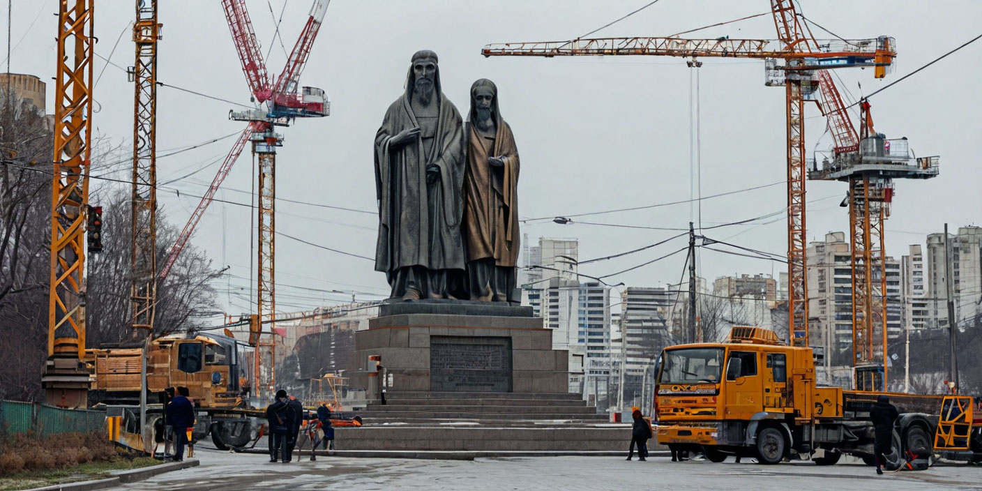 Памятник Кириллу и Мефодию вернут на прежнее место во Владивостоке . Иллюстрация MediaMatrix