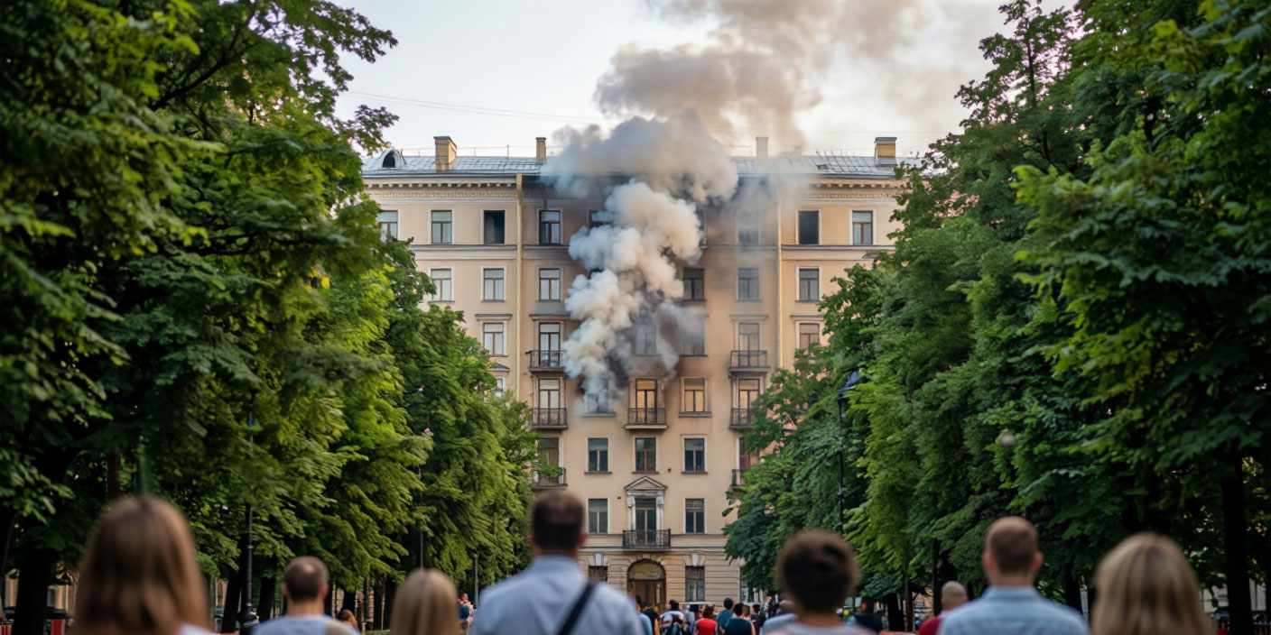 Пожар в ЖК «Империал» в Санкт-Петербурге . Иллюстрация MediaMatrix