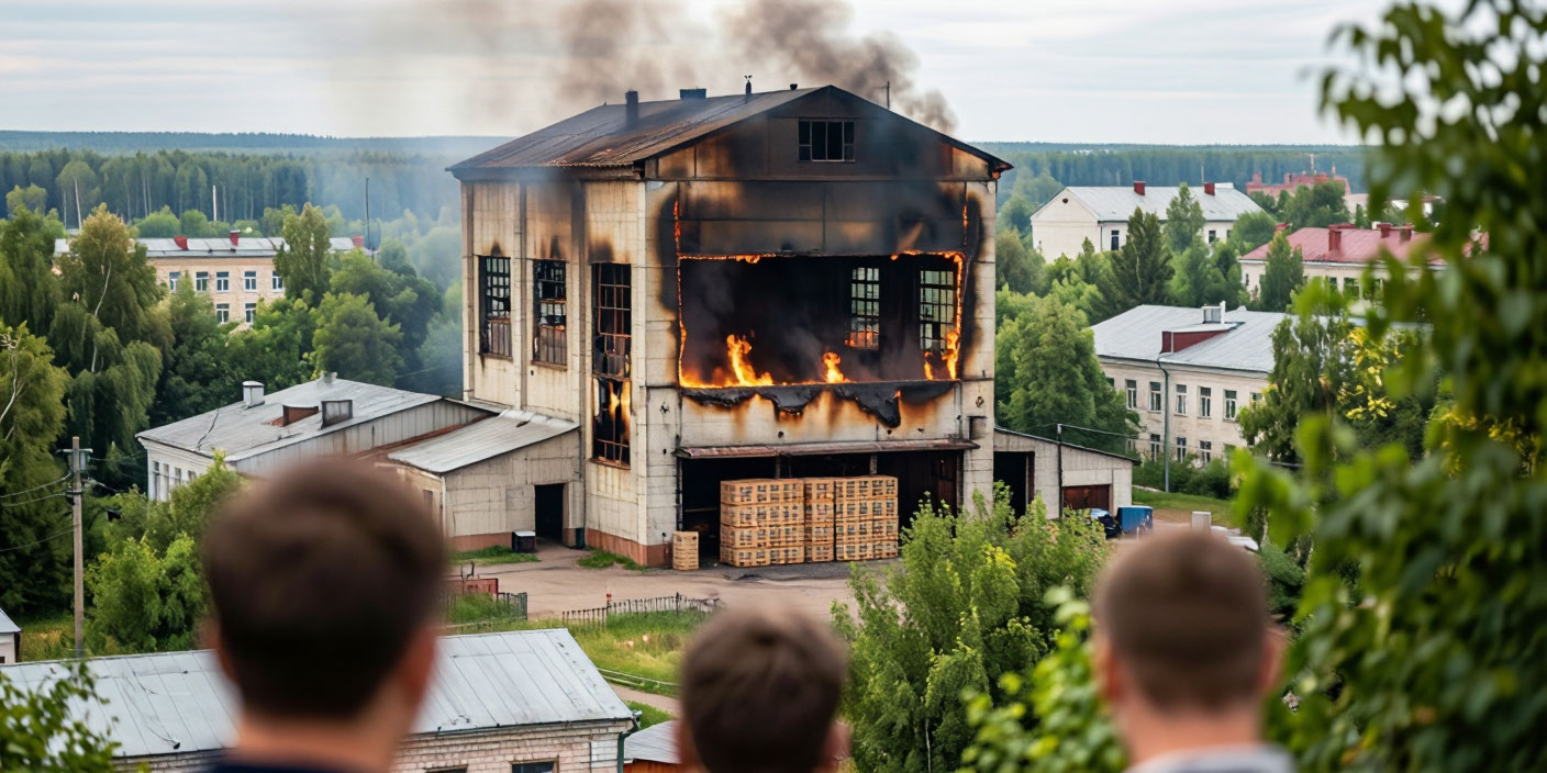 Пожар на механическом заводе в Павловском Посаде . Иллюстрация MediaMatrix
