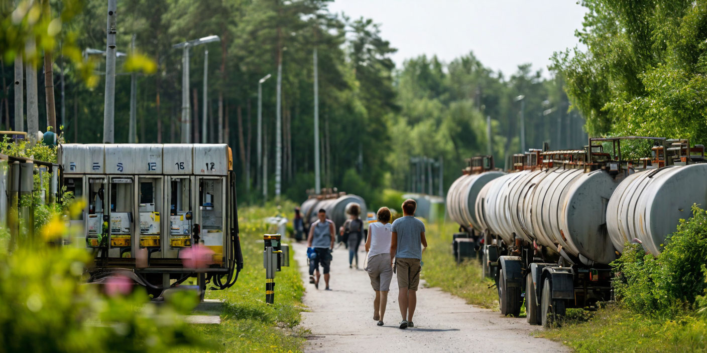 Операторы АЗС просят продлить запрет на экспорт дизтоплива из РФ . Иллюстрация MediaMatrix