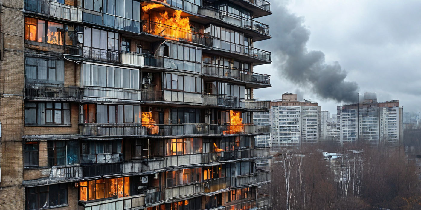 Пожар в жилом доме на западе Москвы . Иллюстрация MediaMatrix