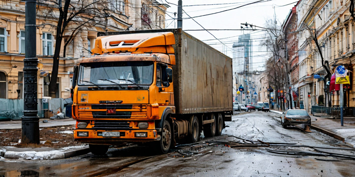 На площади Лядова фура снесла светофор . Иллюстрация MediaMatrix